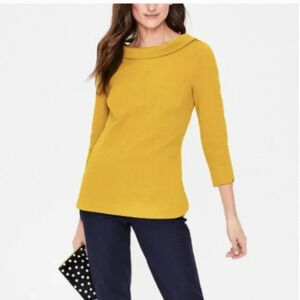 Boden Mustard Yellow Sarah Ponte Knit Ottoman Top